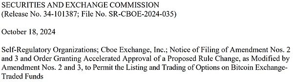 美國批準(zhǔn)上市Bitcoin現(xiàn)貨ETF期權(quán)交易 Bitcoin在&nbsp;圖片